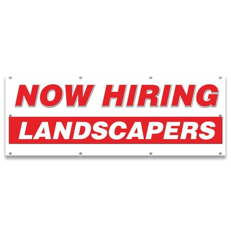 Signmission Now Hiring Landscapers Banner Apply Inside Accepting Application Single Sided B-96-30266